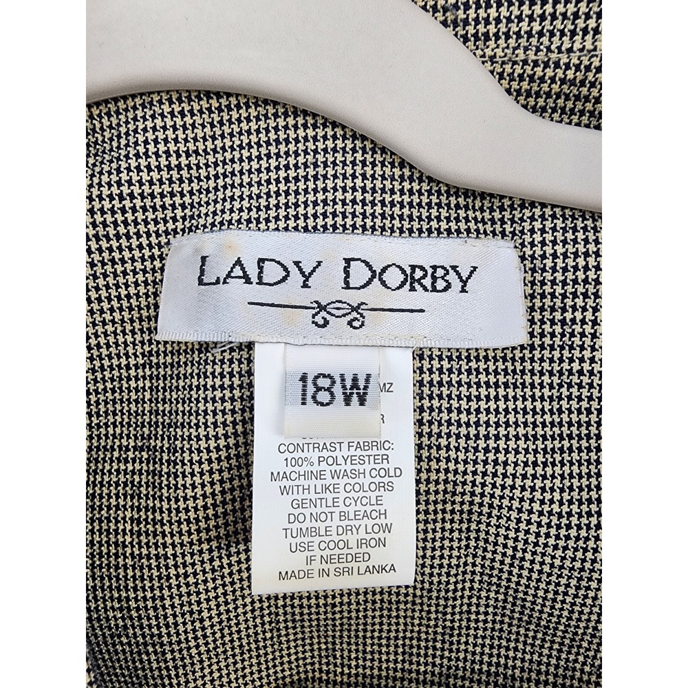 Lady Dorby Short Sleeve Houndstooth Blazer Jacket Tan Black 18W - Picture 5 of 6